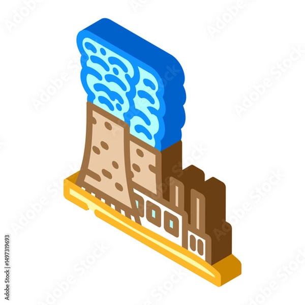 Obraz nuclear power plant smoke radioactive pollution isometric icon vector illustration