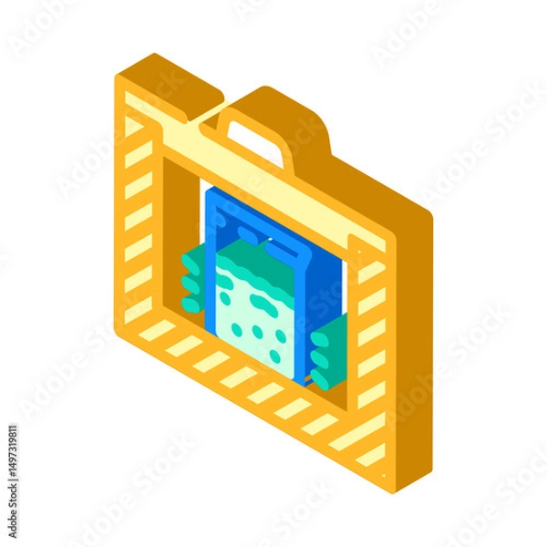 Obraz glowing liquid container radioactive pollution isometric icon vector illustration