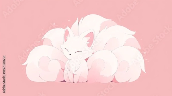 Fototapeta Nine tail fox digital art