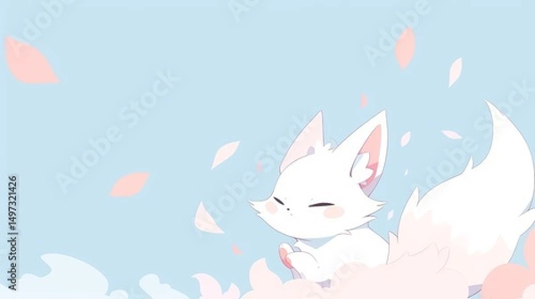 Fototapeta Nine tail fox digital art