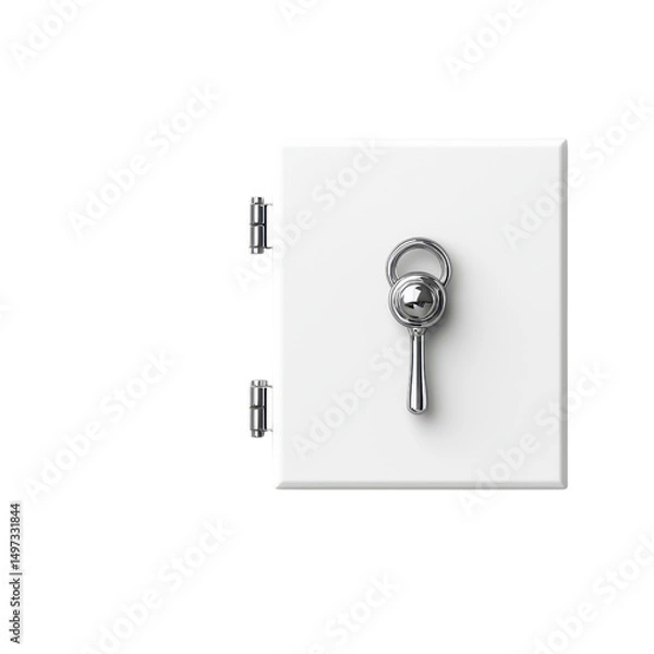 Fototapeta Secure white lockable storage box isolated against a transparent background..