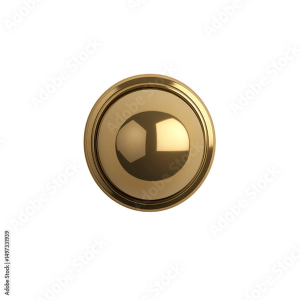 Fototapeta Shiny gold button with smooth surface and design isolated against a transparent background..