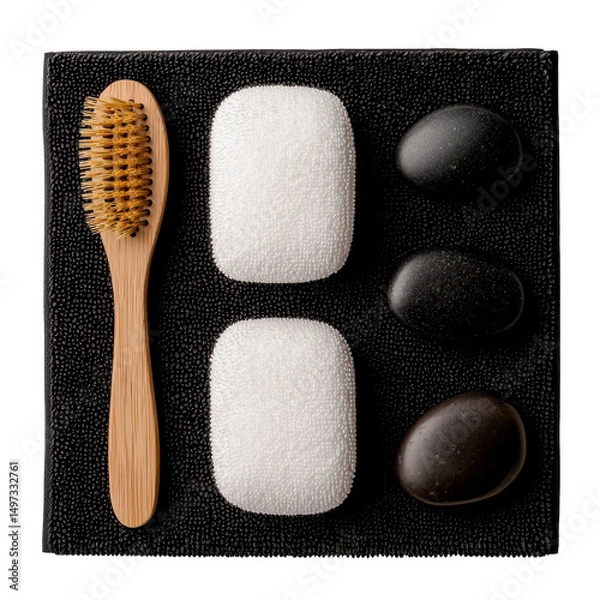 Fototapeta Spa essentials for relaxation and rejuvenation isolated against a transparent background..