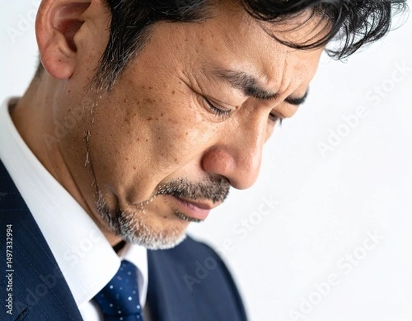 Fototapeta 悲しみに沈むスーツ姿の男性