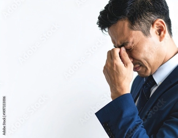 Fototapeta 悲しみに沈むスーツ姿の男性