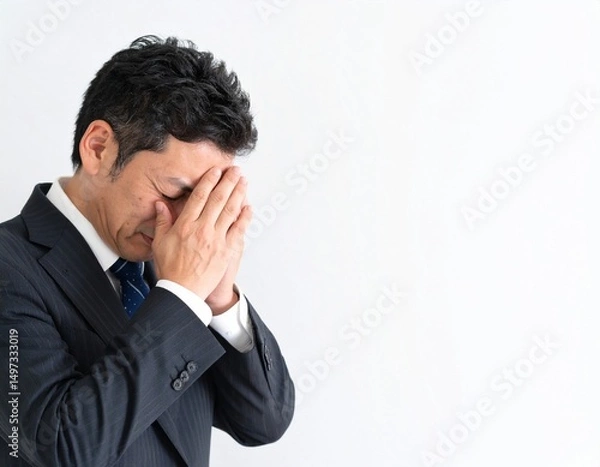 Fototapeta 悲しみに沈むスーツ姿の男性