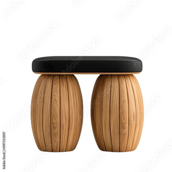 Fototapeta Unique modern wooden coffee table design isolated against a transparent background..