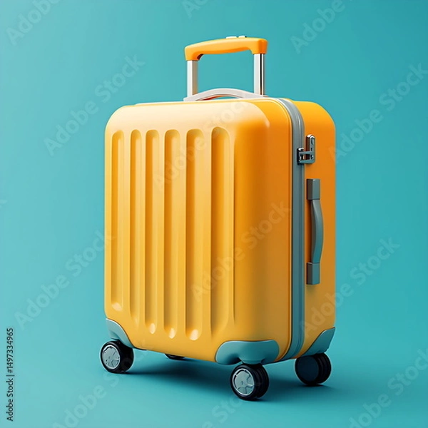 Obraz 3d yellow suitcase icon illustration