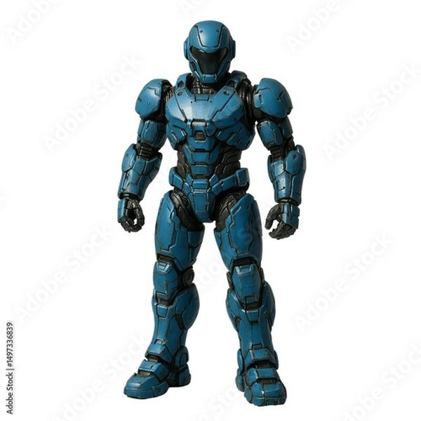Obraz 3d render of a robot with a gun isolated on transparent or white background png