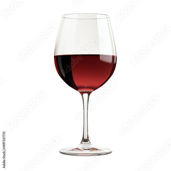 Fototapeta Elegant glass of red wine on a transparent background vector, showcasing rich color and clarity Concept of celebration, indulgence, and fine dining