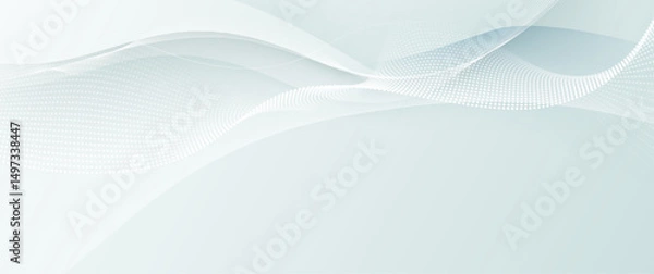 Fototapeta Vector abstract wave line pattern and dot line particle on white, gray color background. Modern graphic design. Flowing halftone, gradient curve shape for data futuristic, technology background