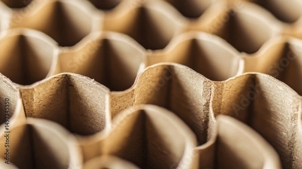 Fototapeta Close-up view of a honeycomb cardboard structure.