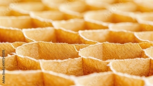Fototapeta Close-up view of a honeycomb cardboard structure.