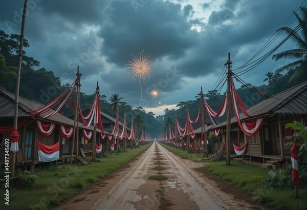 Fototapeta Indonesian vilage celebration on independent day