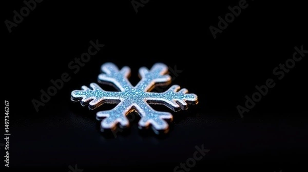 Fototapeta Close-up of a glittering snowflake ornament.