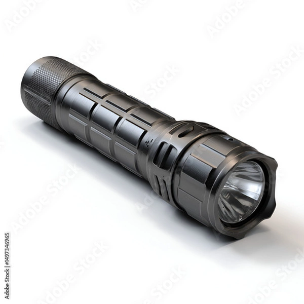 Obraz Sleek tactical flashlight with a sturdy build designed for reliable illumination in dark scenarios.