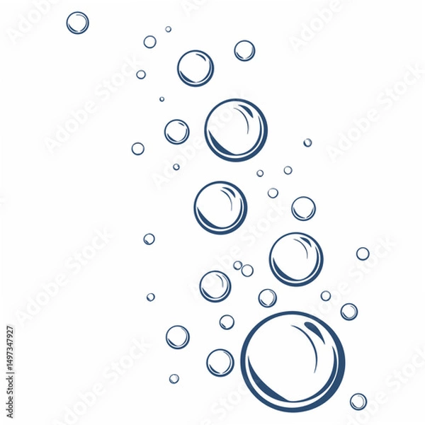 Fototapeta Vector illustration of air bubbles with a transparent background, suitable for various design projects and backgrounds.
