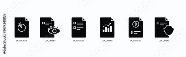 Fototapeta Document Icon Set Isolated Vector In Glyph Style