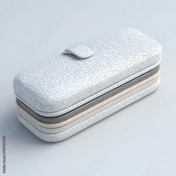 Obraz Modern eyeglass case in light pastel tones showcasing a unique cracked leather-like surface texture.
