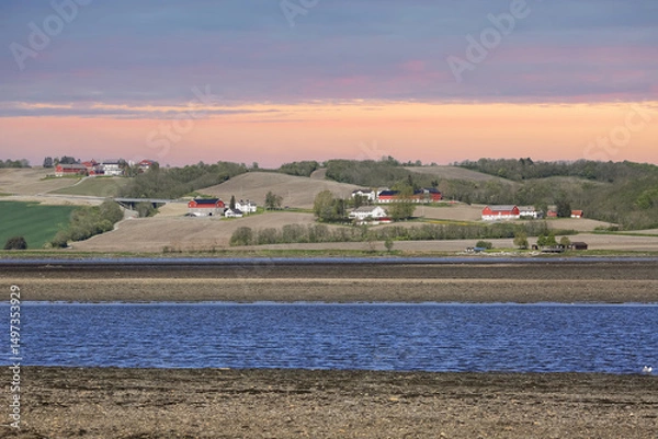 Fototapeta Agricultural area Byneset in the spring, Norway
