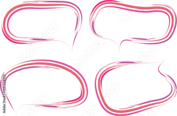 Fototapeta bright pink colorful brush stroke art line speech bubbles