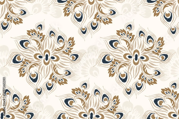 Obraz Ikat floral seamless pattern vector illustration 