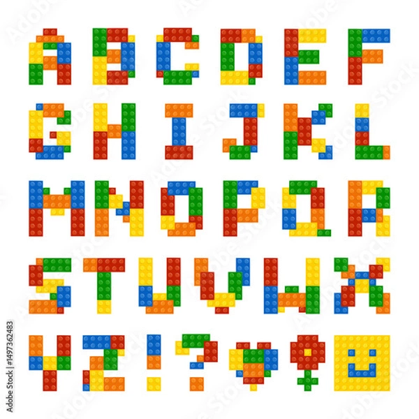 Obraz Colorful building blocks toy alphabet shape clip art