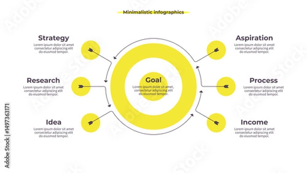 Fototapeta Business infographic template. Target chart with six options, steps. Vector chart.