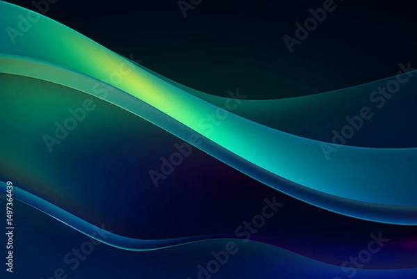 Fototapeta A dreamy abstract interpretation of the Northern Lights, soft glowing waves of green and blue,gradient abstract background

