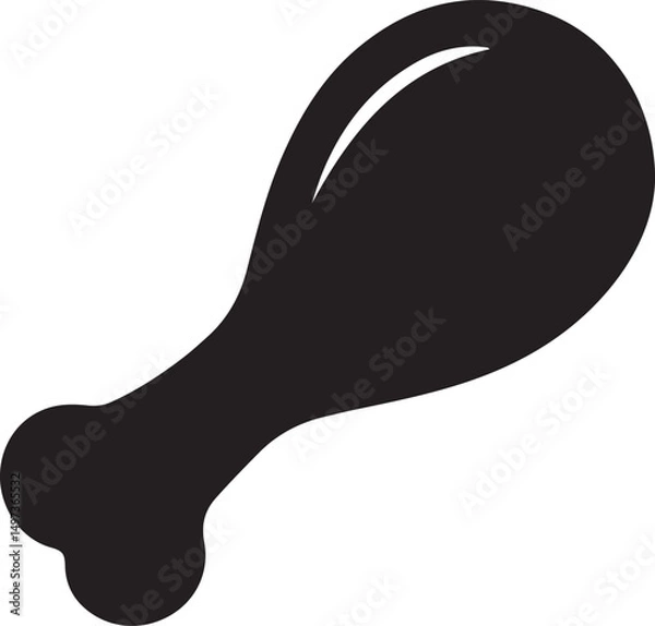 Obraz Chicken Leg Silhouette Vector | Flat Black Vector Art for Food Icon Illustration
