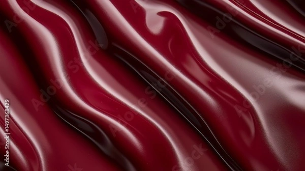 Fototapeta Deep burgundy red leather texture with soft creases and glossy finish, showcasing rich color and luxurious surface details, ideal for fashion, upholstery, backgrounds, and premium design projects