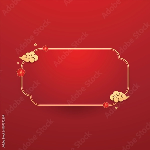 Fototapeta Happy Chinese new year 2026. Chinese new year banner for show product. Greeting card. China frame with lantern on red background.