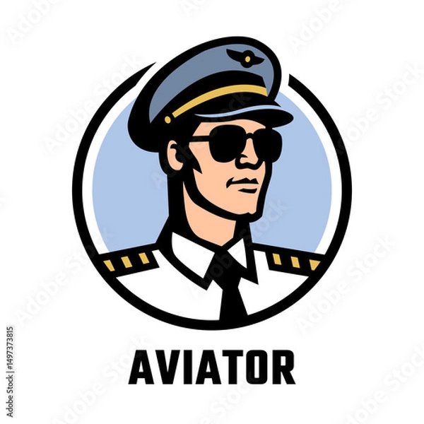 Obraz An airplane pilot wearing a cap and sunglasses.