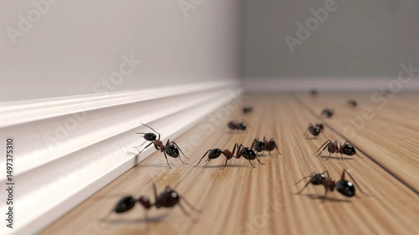 Fototapeta Ants Crawling in the Corner of a Room