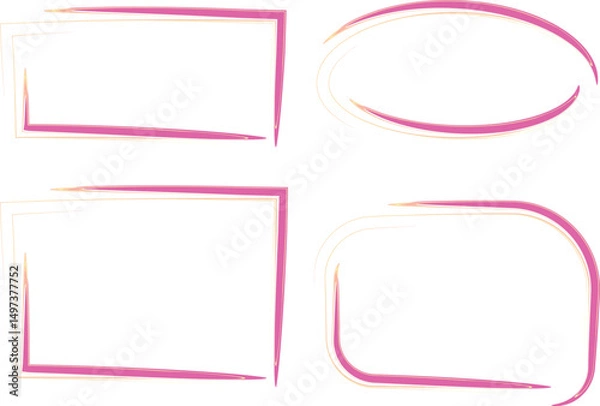 Fototapeta light pink beige colorful line art abstract frames set