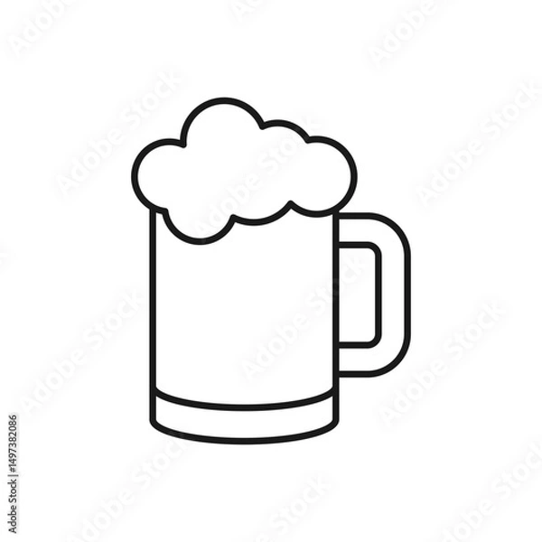 Obraz Vector illustration of a glass of beer on a white background. Drinks theme icon with line style
