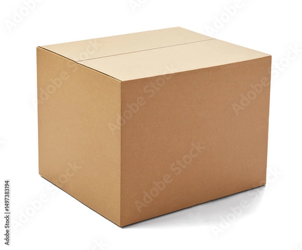 Fototapeta box package delivery cardboard carton packaging isolated shipping gift container brown send transport moving house relocation