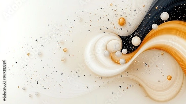 Fototapeta Abstract Cream Gold White Black Spiral Swirl Motion Background