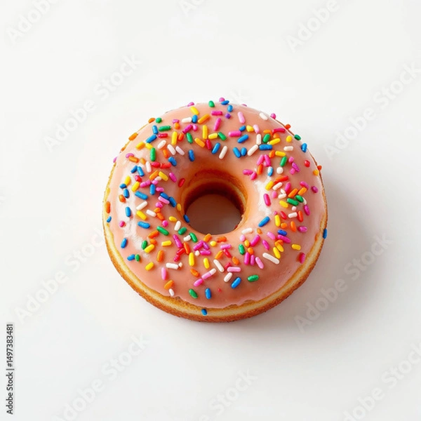 Obraz Single Donut on White Background