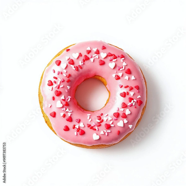 Obraz Single Donut on White Background