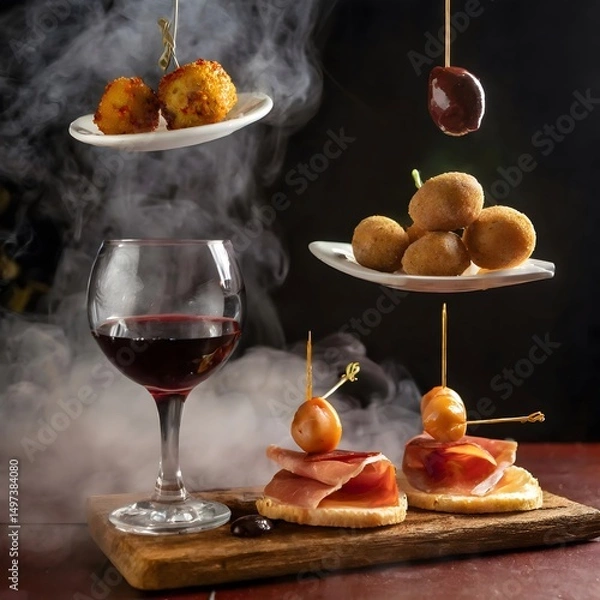 Obraz Elevated Tapas with Wine