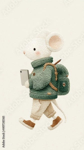 Obraz mouse with mobile in hand