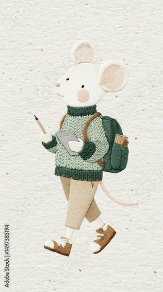 Fototapeta mouse with backpack