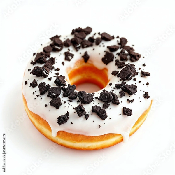 Obraz Single Donut on White Background