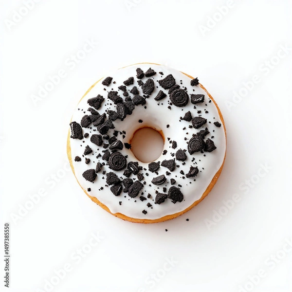 Obraz Single Donut on White Background