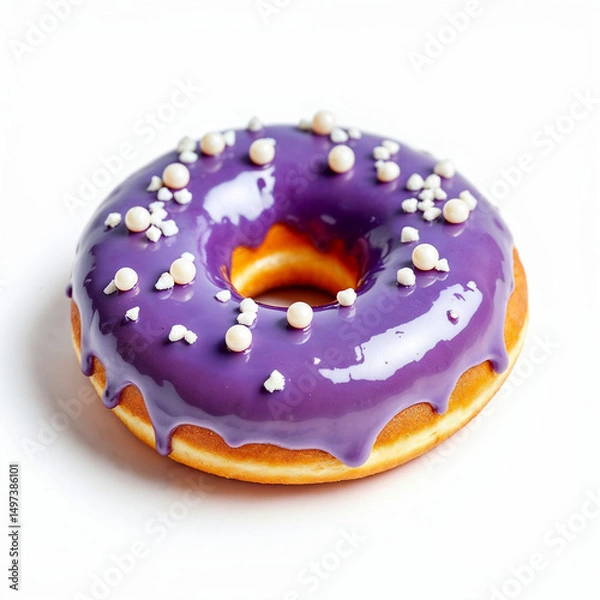 Fototapeta Single Donut on White Background