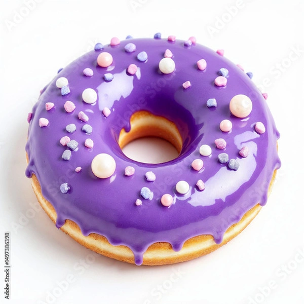 Obraz Single Donut on White Background
