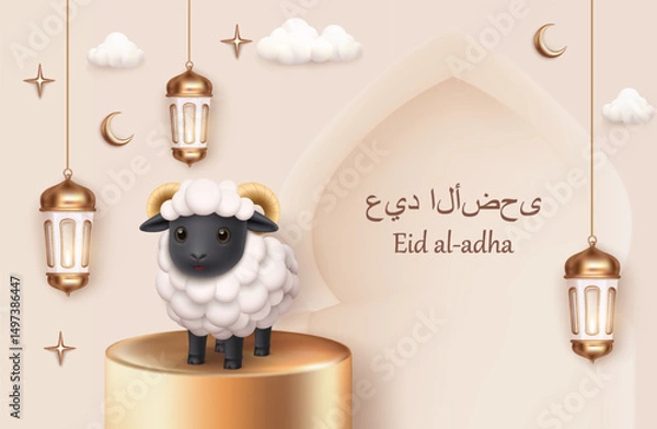 Obraz Realistic Eid al-adha Background with Ram