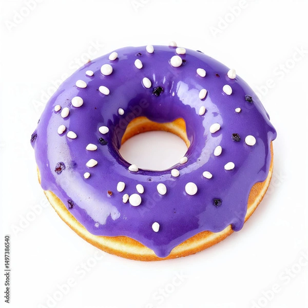 Obraz Single Donut on White Background