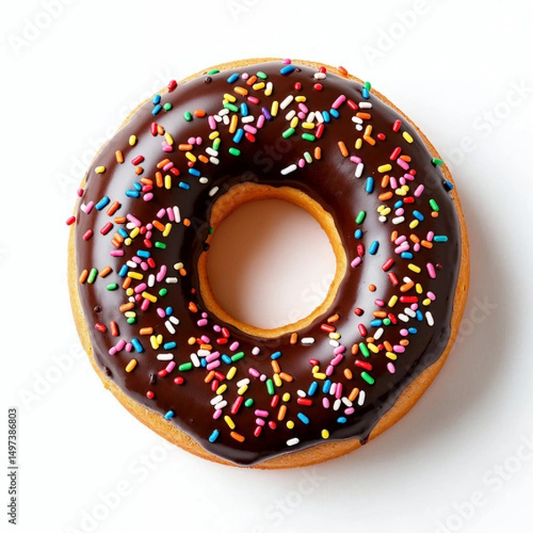 Obraz Single Donut on White Background